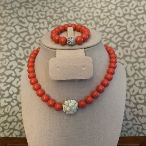 Stella & Dot Mini Bloom Flower Necklace w/ Mini Soiree Bracelet EUC